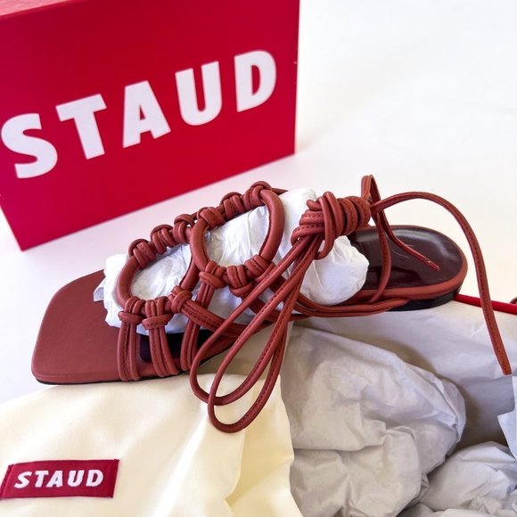 $325 NWT STAUD Adeline Leather Lace-Up Sandals Sz 7 - Picture 6 of 6